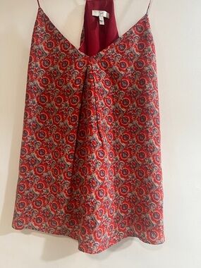 Joie Red Printed V-Neck Spaghetti-Strap Tank